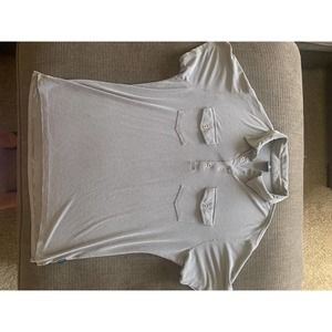 Kuhl Light Weight Polo Shirt Men’s M Gray Pockets Cotton Polyester Metal Buttons